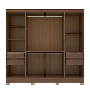 Guarda-Roupa Bartira Porto com 8 Portas e 4 Gavetas - 219,2 de largura Avelã/Capuccino