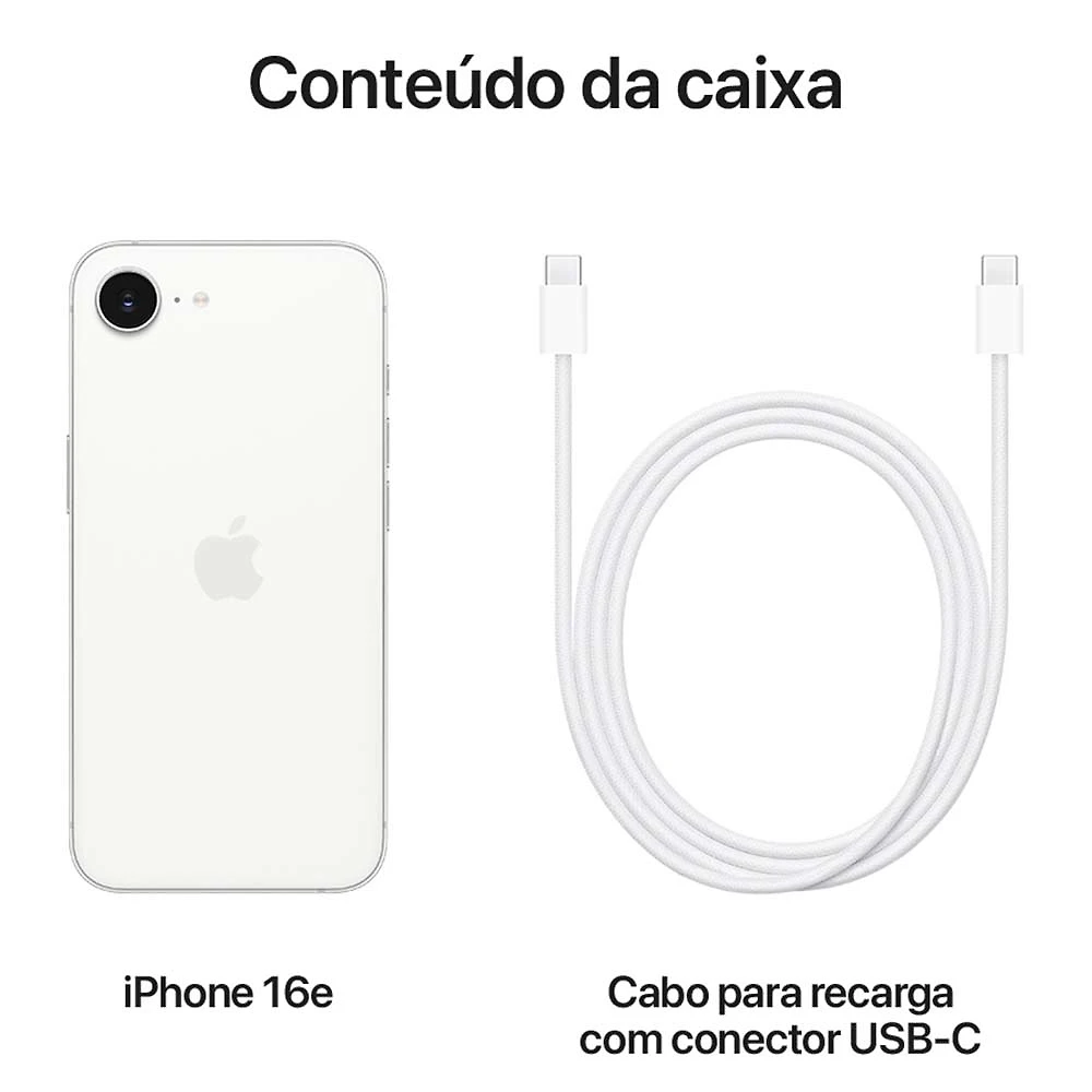 Miniatura iPhone 16e Apple (128GB) Branco, Tela de 6,1", 5G e Câmera de 48 MP Bivolt