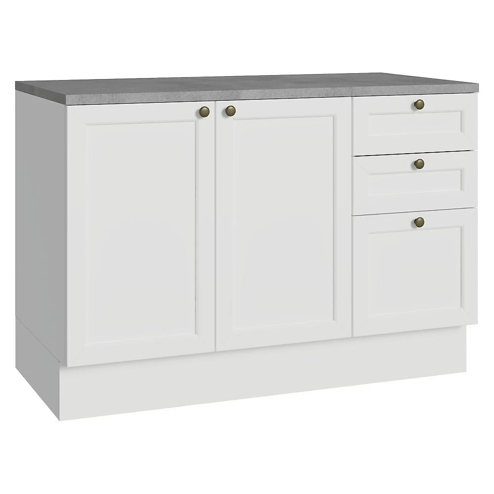 Balcão de cozinha 120 cm 2 portas 3 gavetas branco vik madesa