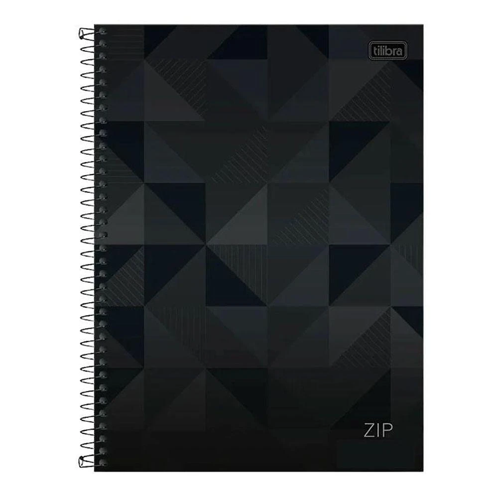 Caderno Espiral Universitário Zip Geométrico 10 Matérias Preto - Tilibra