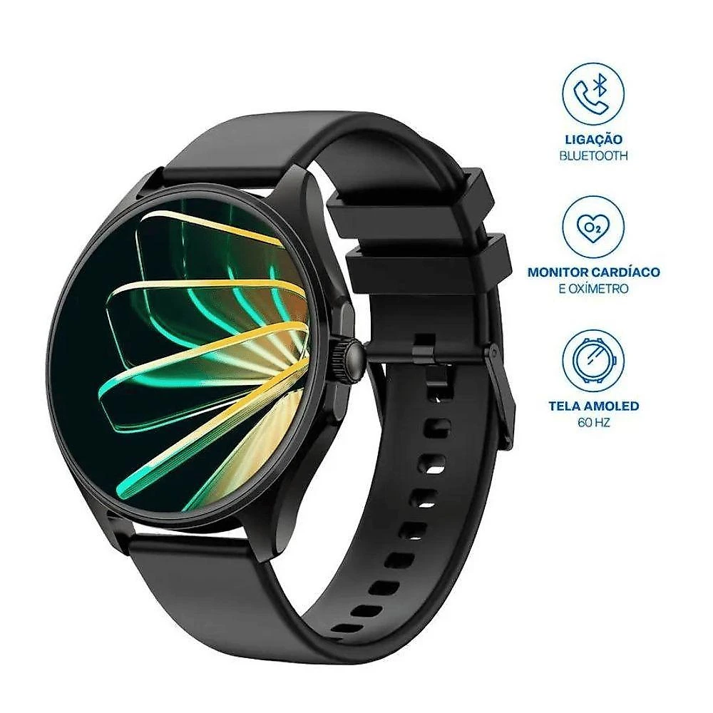 Smartwatch Multilaser M2R WR206 AMOLED 1,43 Monitoramento Preto