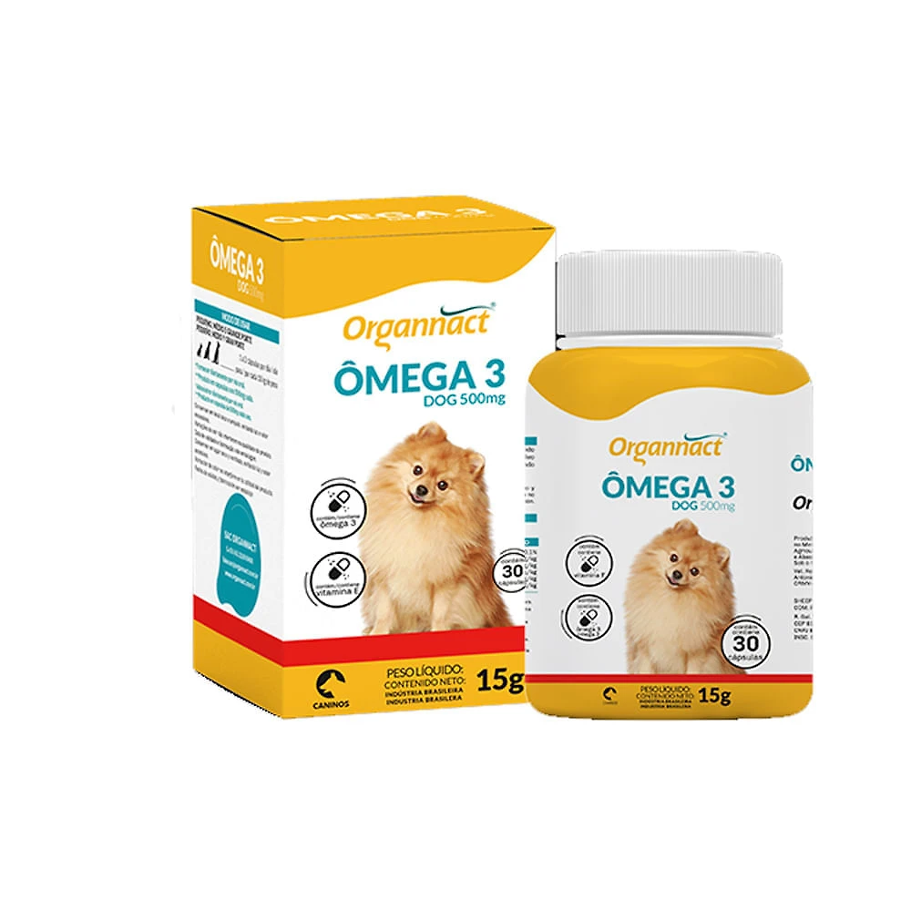 Ômega 3 Dog Organnact Suplemento Vitamínico 500mg com 30 Cápsulas