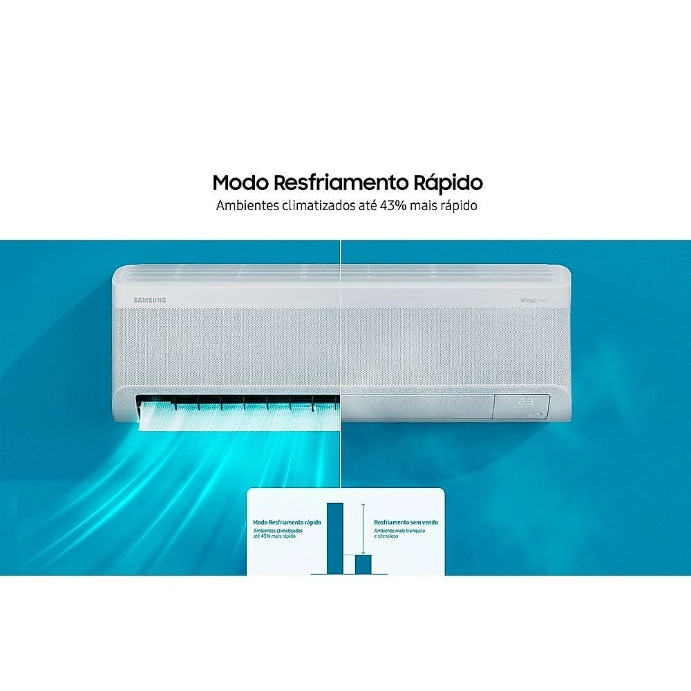 Ar-Condicionado Split Inverter 18000 BTUs Samsung WindFree AI Wi-Fi High Wall Quente e Frio AR60F18C1AWNAZ/AR60F18C1AWXAZ 220V