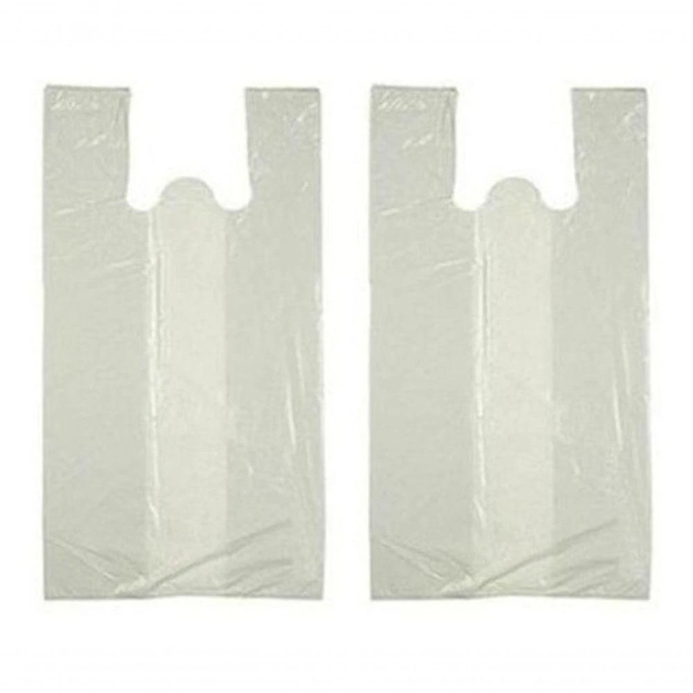 Sacola Plástica Reciclada Alça Camiseta 60x80CM Pacote 5KG Aproximadamente 105 Unidades Branca