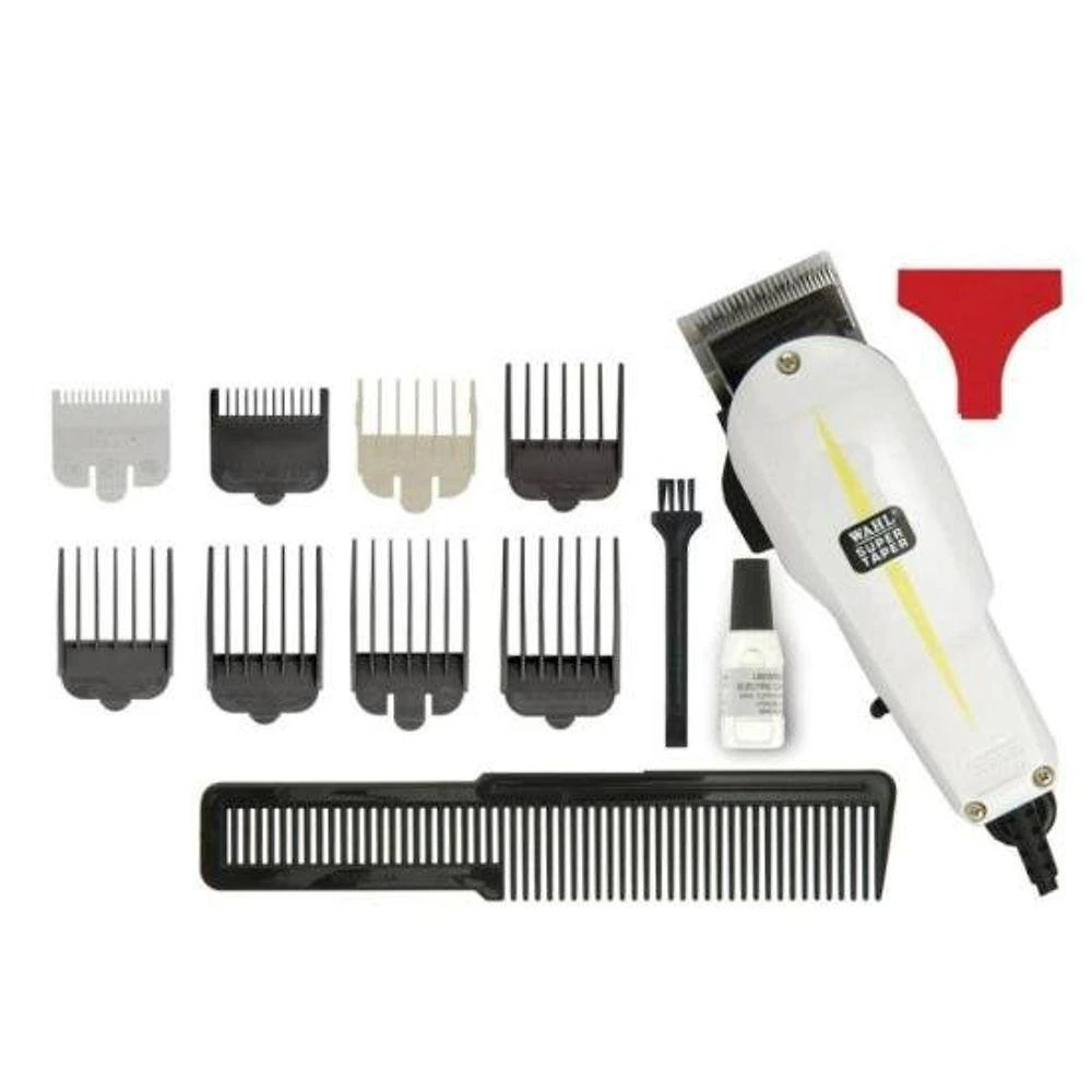 Máquina de Corte de Cabelo Super Taper Profissional com Lâmina em Aço Inoxidável Fio Elétrico 110V