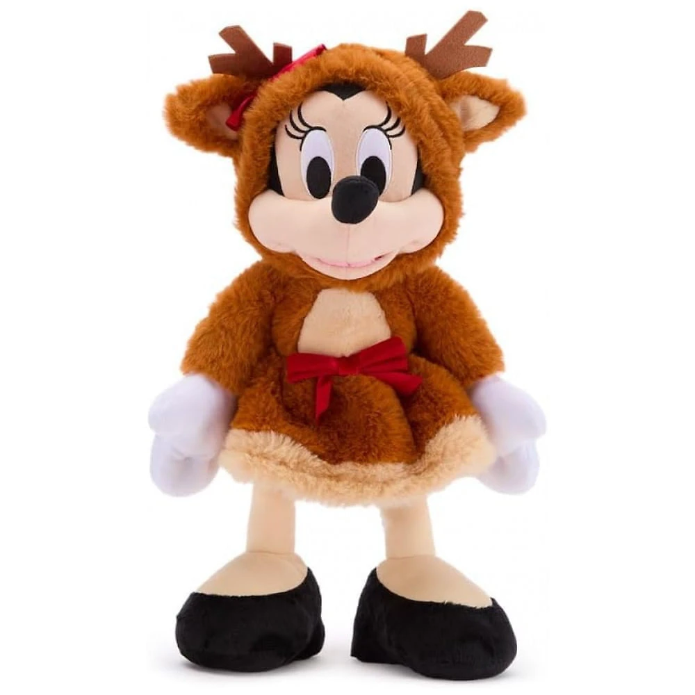Pelúcia Oficial Disney Store Minnie Mouse Natal 2025, 38 cm, Fantasia Rena com Laço Brilhante e Detalhes Bordados