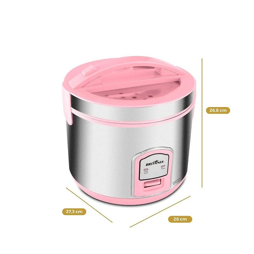 Panela De Arroz Elétrica Rosa Britânia 10 Xícaras BPAE10C 220V