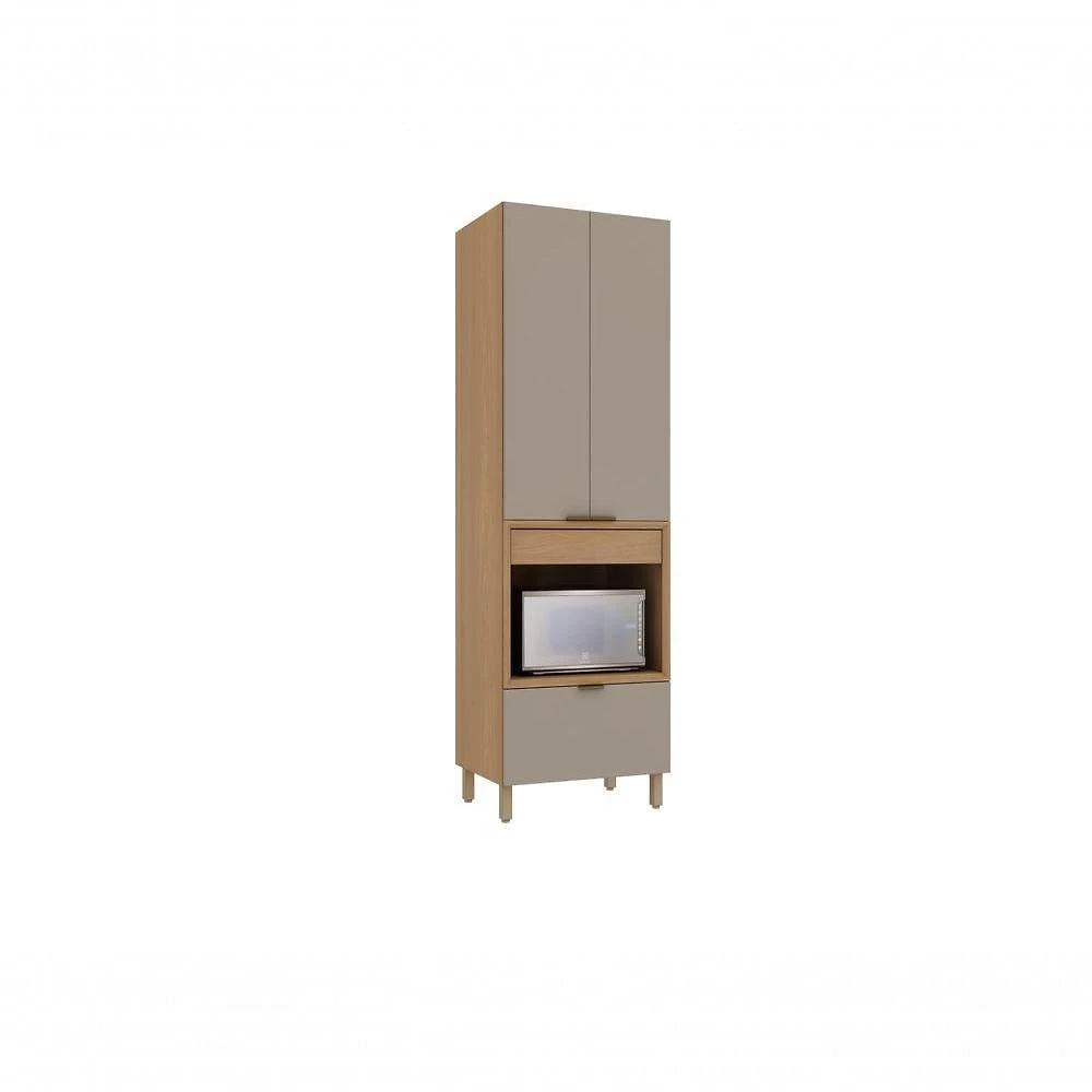 Paneleiro Torre para Cozinha Vitra 2 Portas 2 Gavetas 70CM Freijó Mocca UV Luciane Móveis