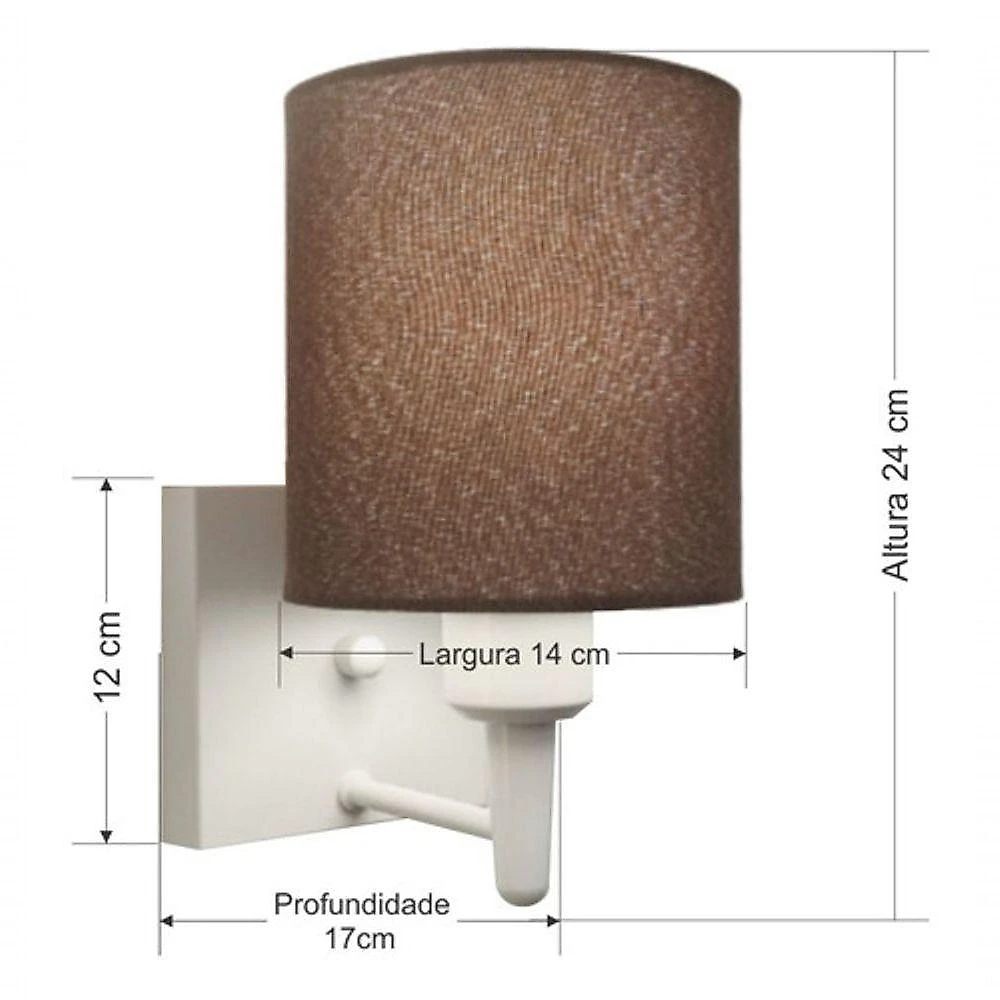 Arandela Quadrada Md-2033 Branco Cúpula Em Tecido Cilíndrica Café - Bivolt