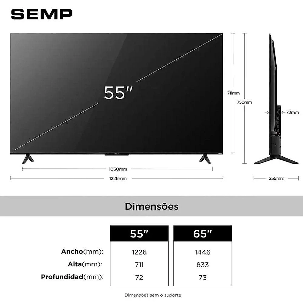Smart TV Semp S62E 55 Polegadas 4K Ultra HD LED Roku TV Preto Bivolt