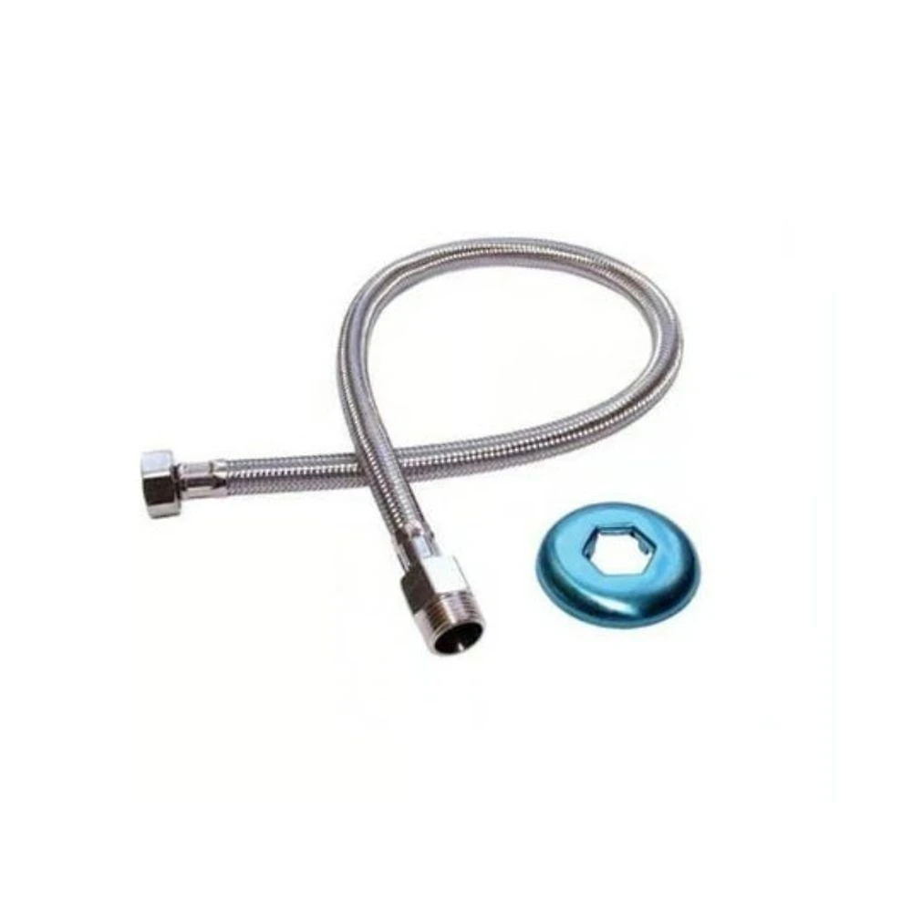 Engate Flexível 40cm 1-2 em Aço Inox Trançado para Instalações Hidráulicas com Terminais em Metal