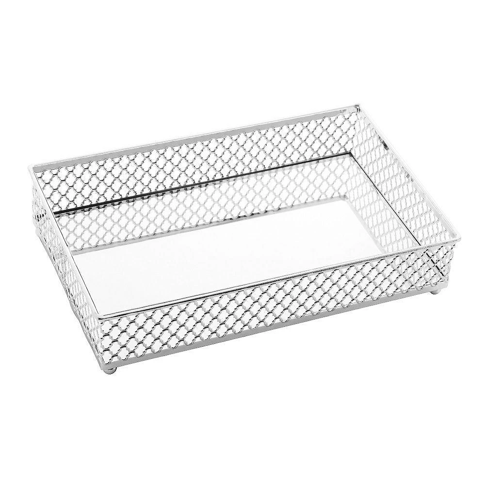 Bandeja De Metal Com Espelho Barcelona Prateada 4546 - Lyor