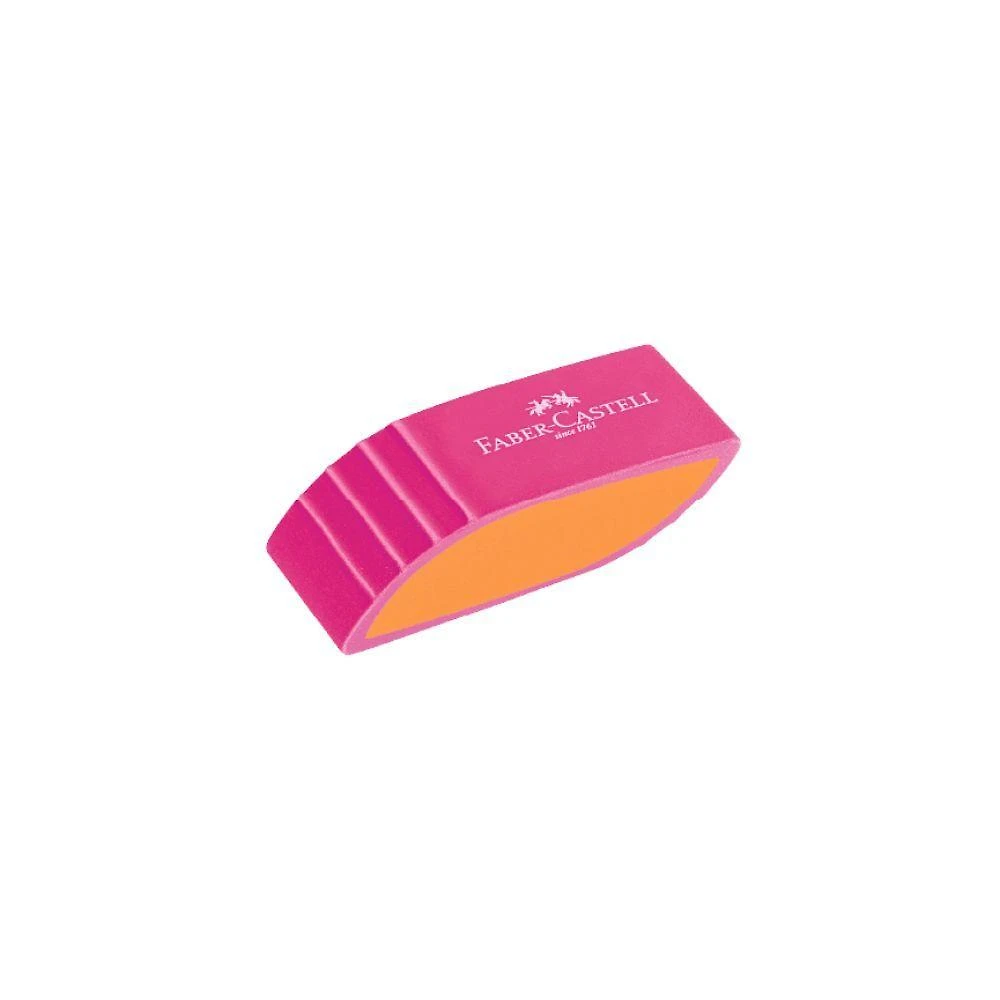 Borracha Faber-Castell Colorida Bicolor Rosa com Formato Ergonômico para Mais Conforto ao Apagar