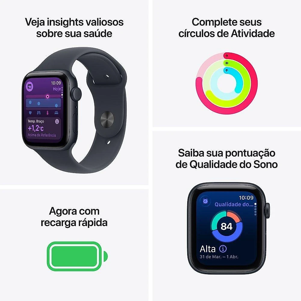 Apple Watch SE 3 GPS + Cellular, Caixa Meia-noite de Alumínio de 40 mm, Pulseira Esportiva Meia-noite, Tamanho P/M - MEP94AM/A