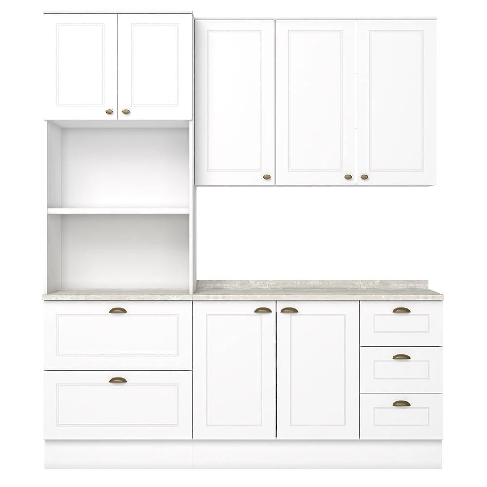 Cozinha Modulada Americana 3 Peças Com Torre Quente 2 Fornos Branco/calcare - Móveis Henn Branco/calcare