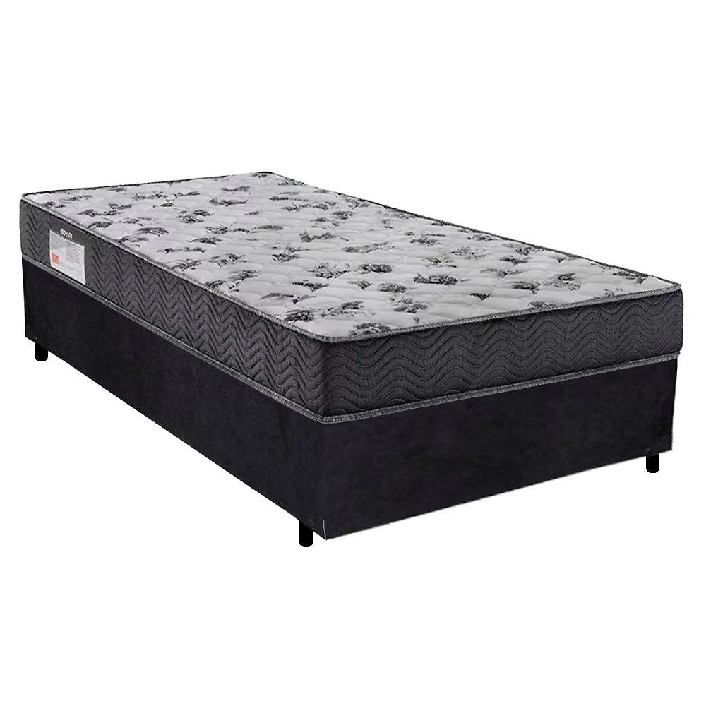 Cama Box Solteiro Suede + Colchão De Espuma D33 - Sereneprime - 88cm Preto