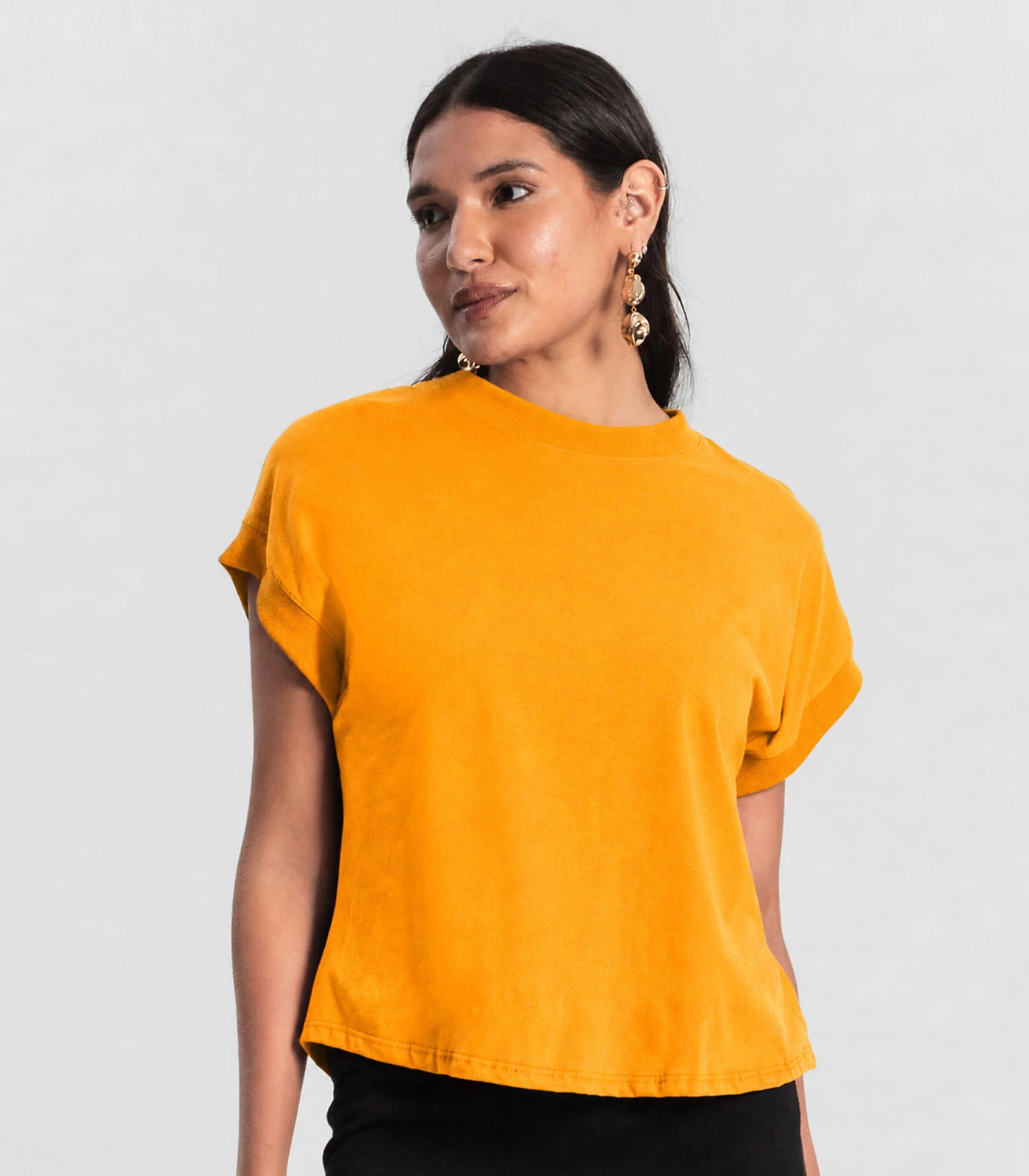 Blusa Feminina Malha Visco Com Ribana Infinita Cor Amarelo