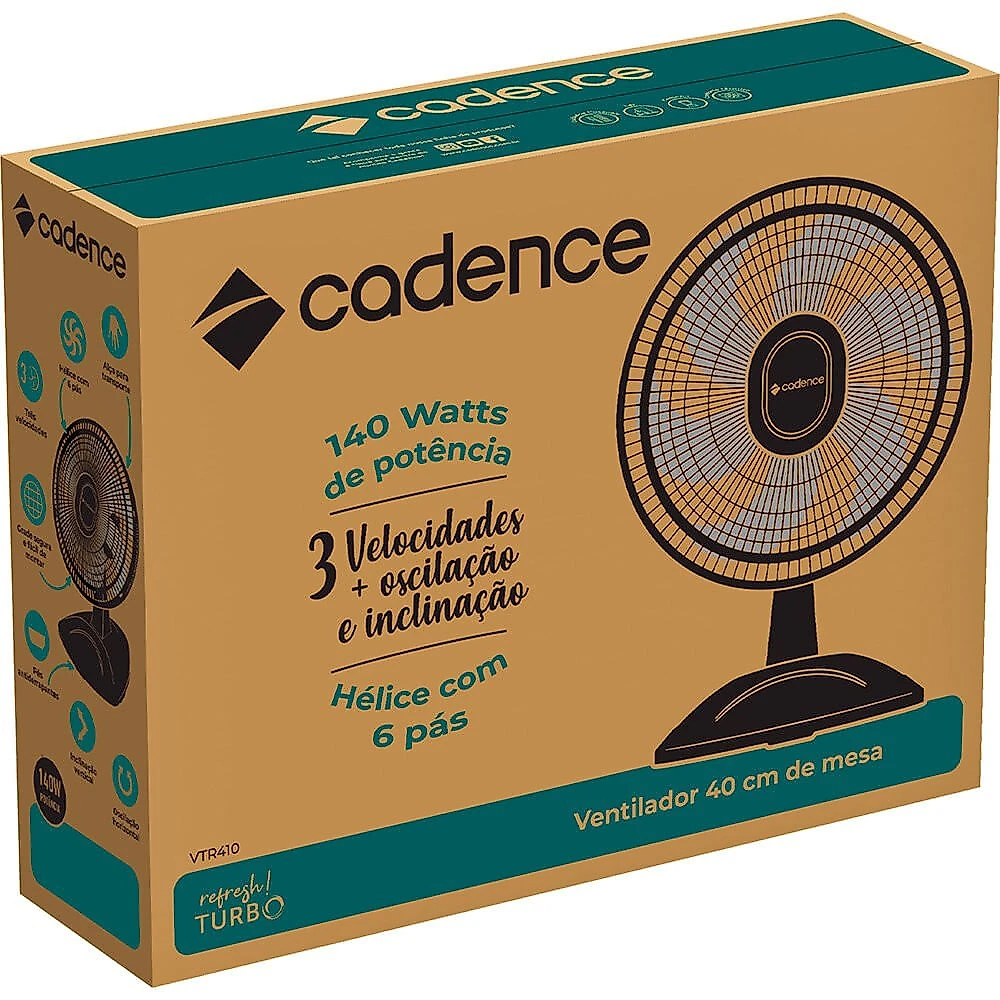Ventilador de Mesa VTR410 40 cm 6 Pás 140W Cadence Preto - 110V