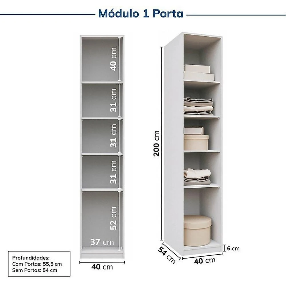Guarda-roupa Modulado de Canto 10 Peças 18 Portas Jade CabeCasa MadeiraOriginals Guarda-roupa Modulado de Canto 10 Peças 18 Portas Jade Cabecasa Madeiramadeira Branco Fosco