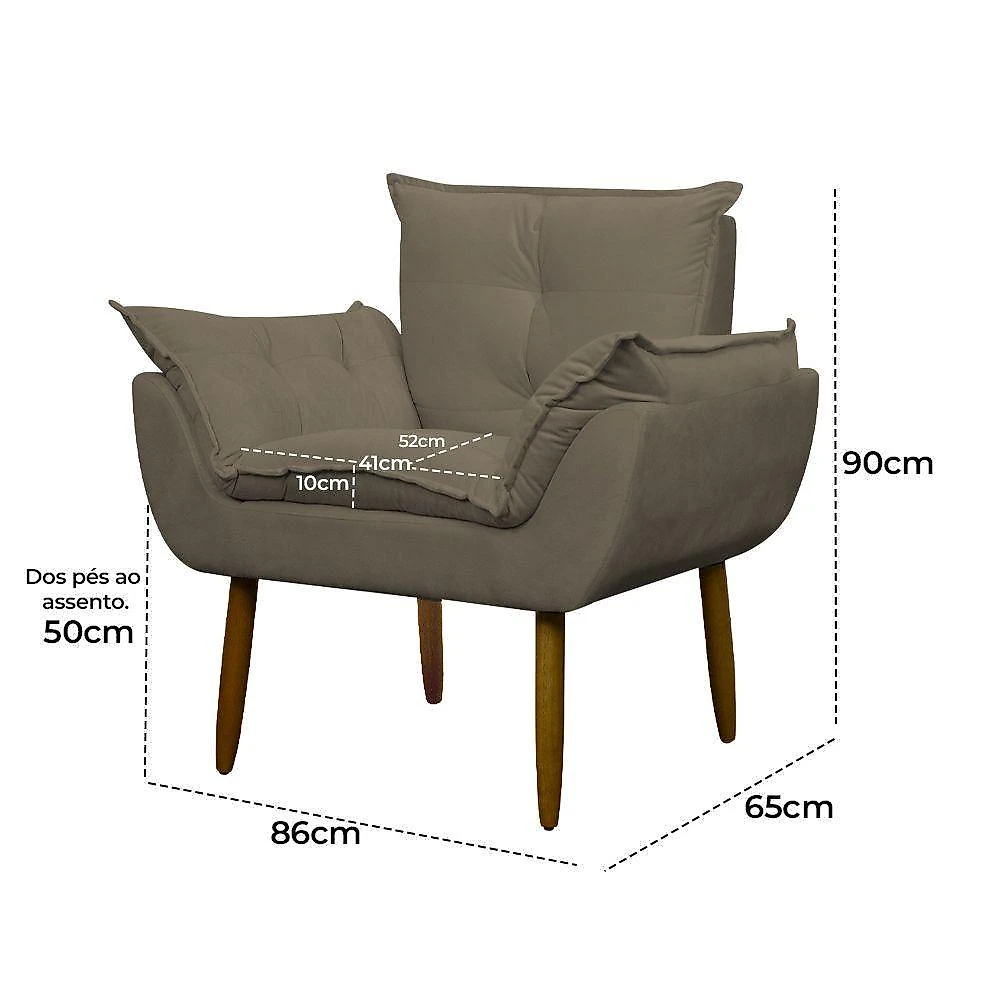 Poltrona Decorativa Para Sala E Quarto Opala Suede Herrero Cor:cappuccino