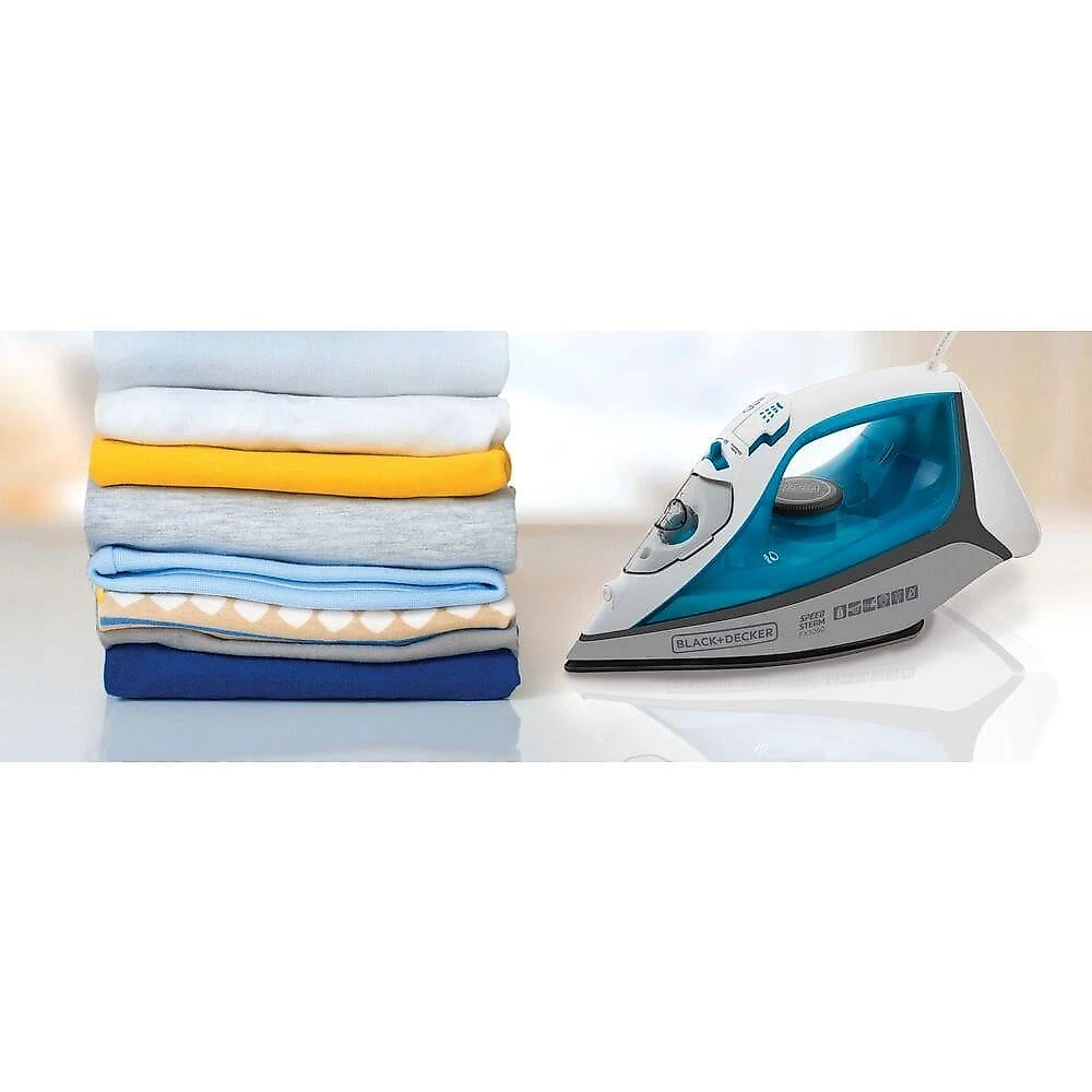 Ferro de passar a vapor black decker fx3060 com base antiaderente - azul e branco 110
