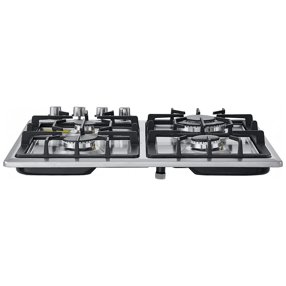 Cooktop a gás de embutir 58 cm VEVOR vidro temperado preto/inox 4 queimadores dupla alimentação GN/GLP proteção termopar 110V
