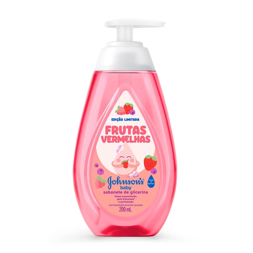 Sabonete de Glicerina Infantil Liquido Johnson's Baby Frutas Vermelhas 200ml Edição Limitada