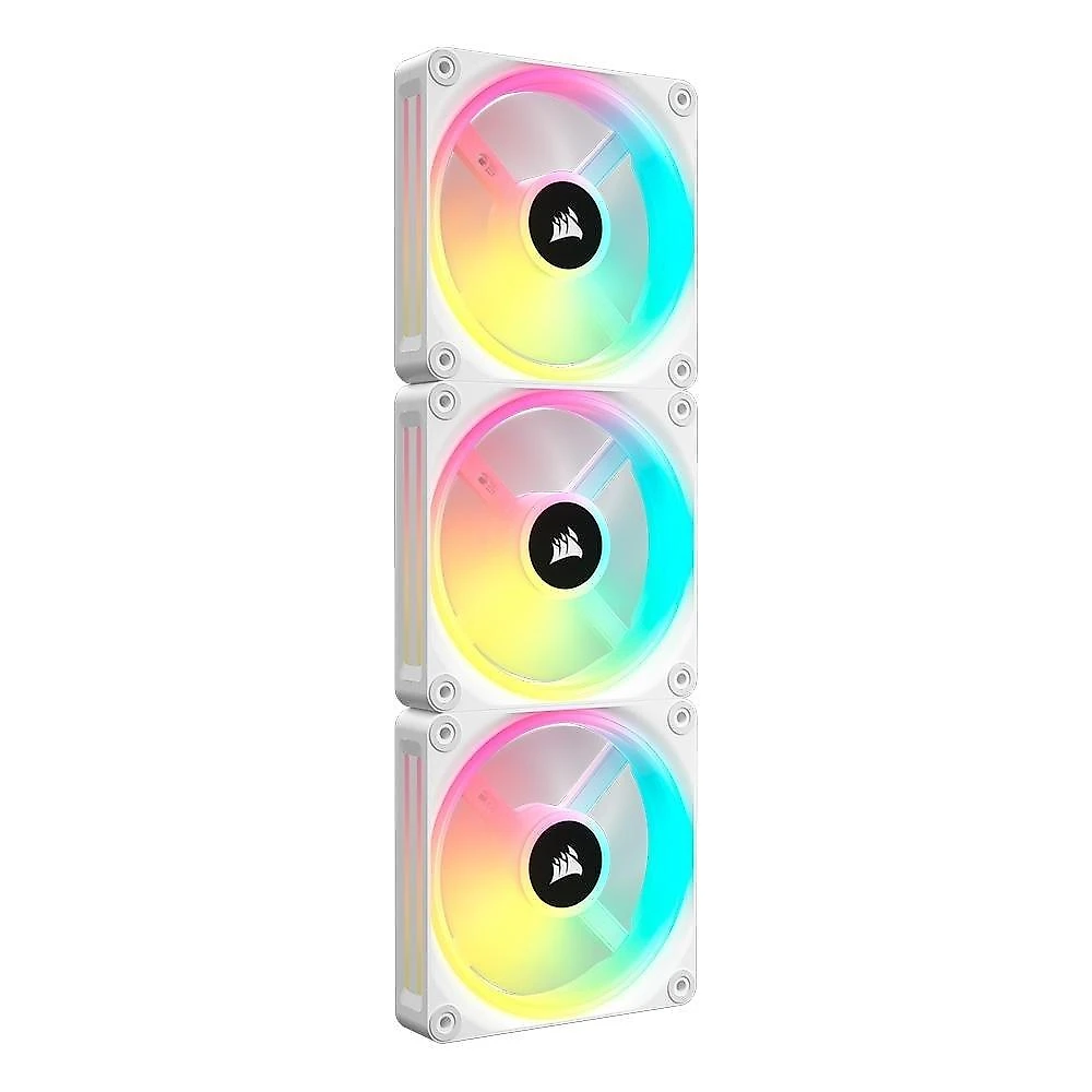 Kit Com 3 Ventoinhas Corsair iCUE LINK QX120, 120mm, RGB, Branco - CO-9051006-WW