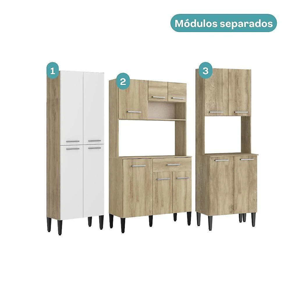 Armário de Cozinha Arizona Fit 14 Portas 1 Gaveta MDF-MDP 229CM Móveis Carraro