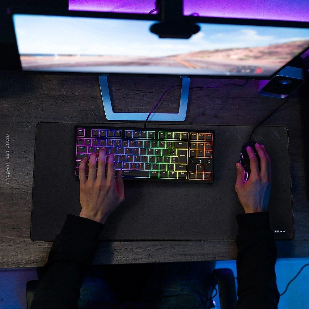 Teclado Mecânico Gamer Husky Sled, TKL, Preto, ABNT2, RGB, Switch Gateron G Pro Brown - HTG500PTMA