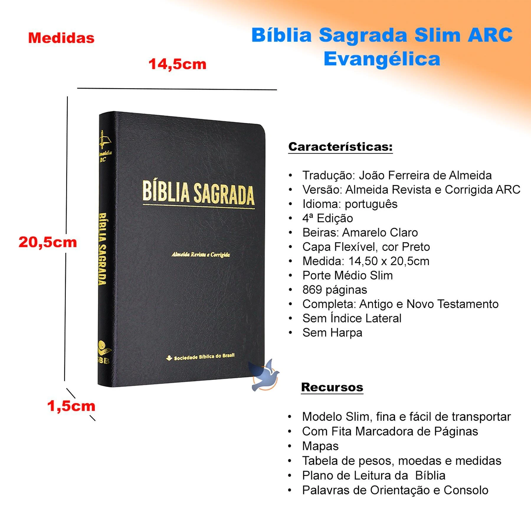 Miniatura Bíblia Sagrada Evangelização Arc Almeida Revista Corrigida