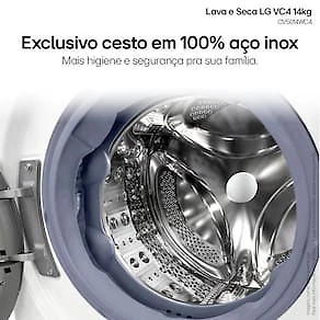 Lava e Seca LG 14Kg/8Kg Smart VC4 com Inteligência Artificial AI DD™ CV5014WC4 - Branca 110V
