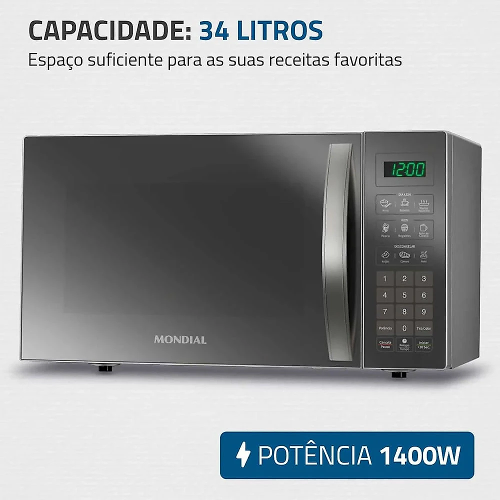 Micro-ondas Mondial Mo-02-34-e 34 Litros 1.400W Cinza - 110V