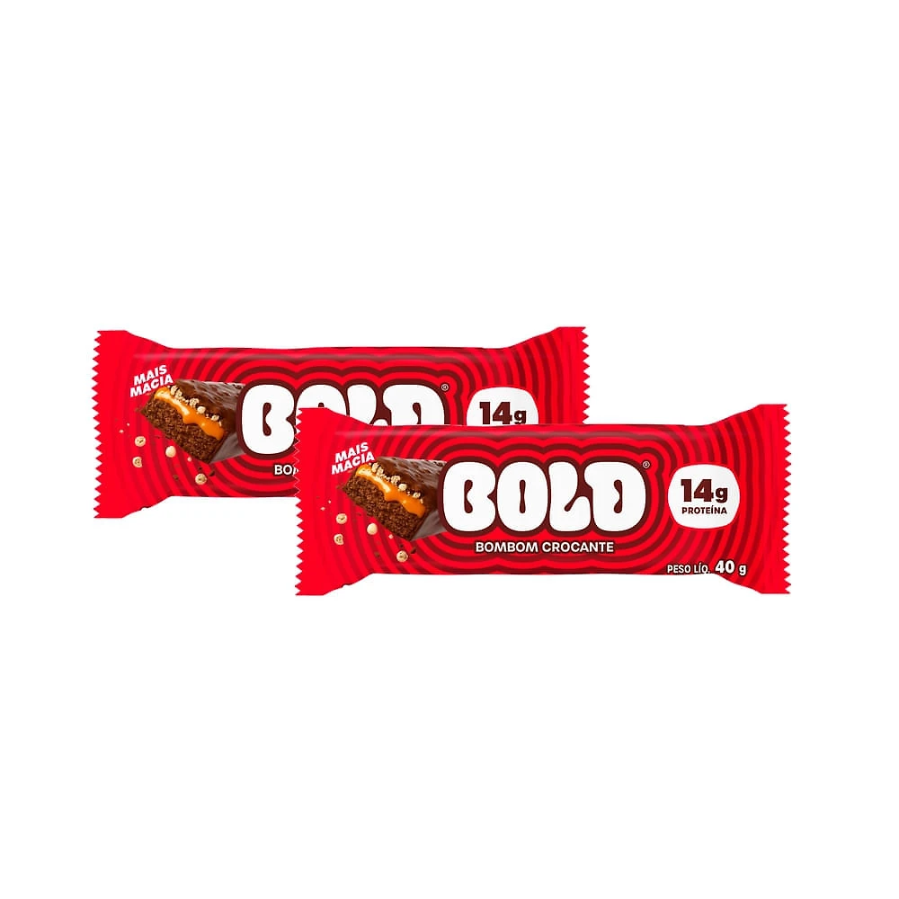 Kit 2 Barra Bold Sabor Bombom Crocante 14g Proteína 40g