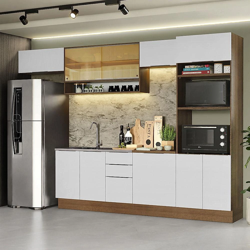Armário de cozinha completa 330cm stella madesa 06 branco