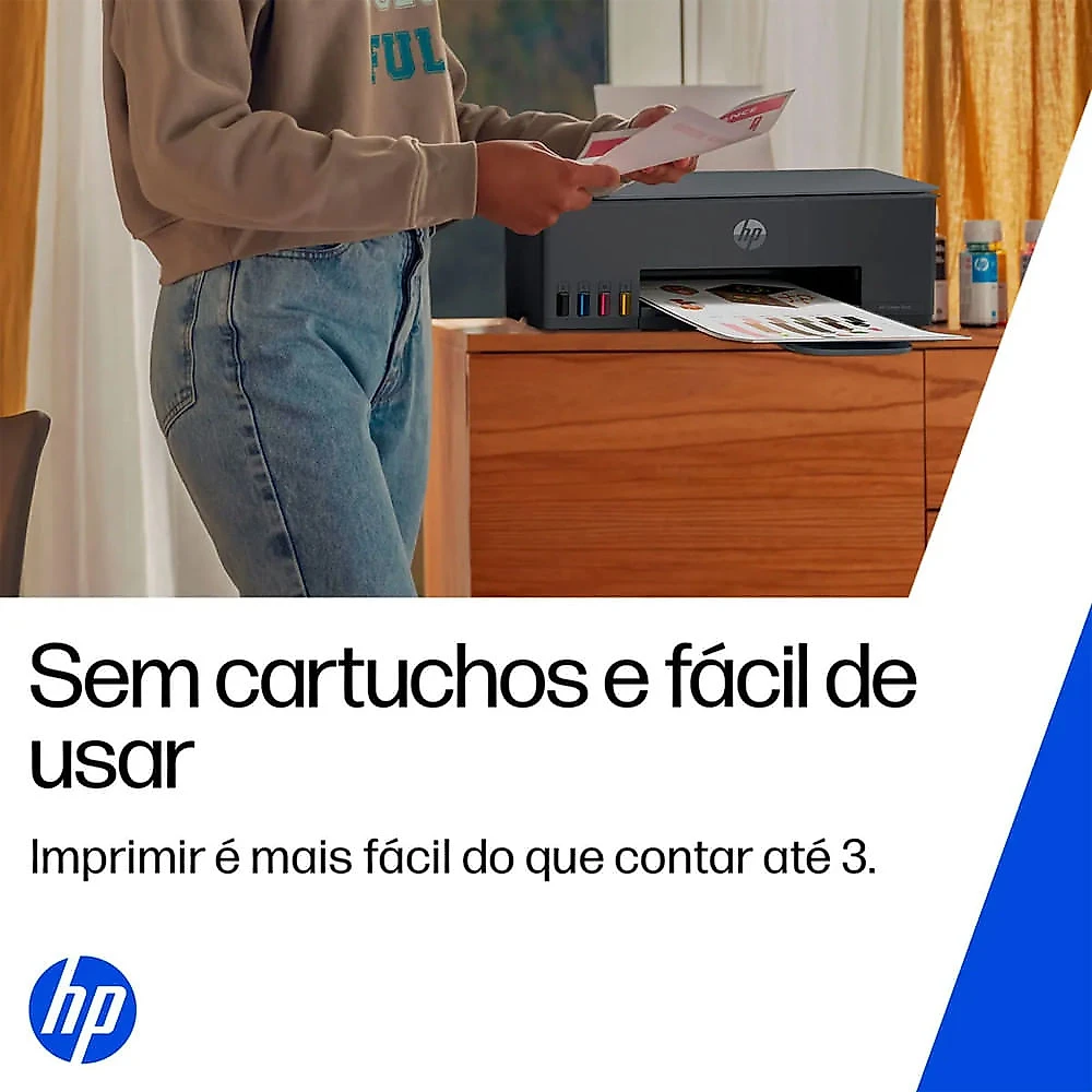 Impressora Multifuncional Smart Tank 589 Tanque de Tinta Colorida Wi-Fi USB HP Preto - Bivolt