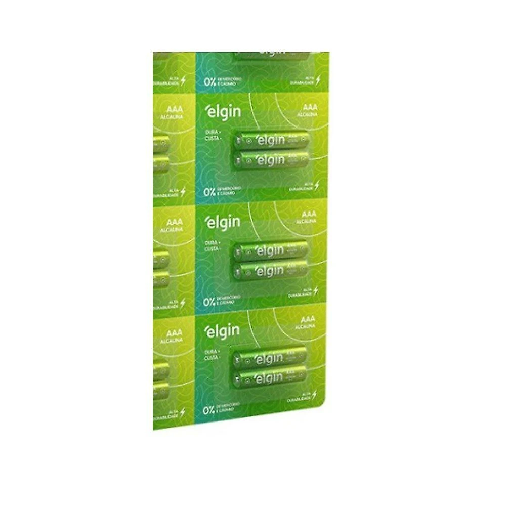 Pilha Alcalina AAA Elgin 1.5V Alta Durabilidade para Brinquedos Controles Lanternas 10 Blisters