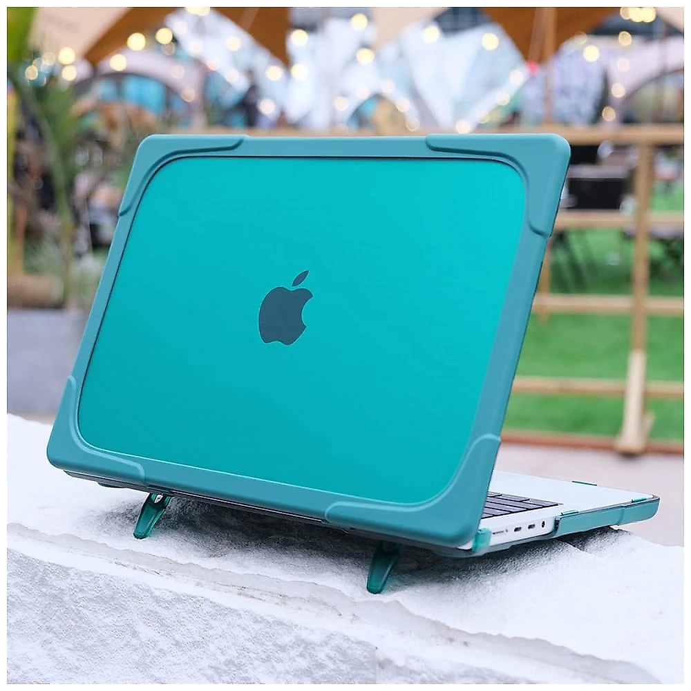 Capa Rígida Antichoque para MacBook Pro 16″ (Modelo A2485 – 2021/2022) com Suporte Dobrável e Acessórios – Cor Ciano escuro