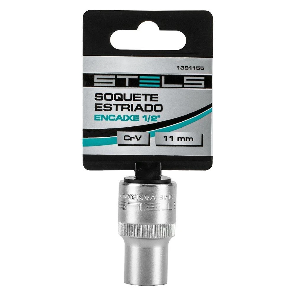 Soquete Estriado 11mm Encaixe 1-2 Polegada Aço Cromo Vanádio Bivolt Stels