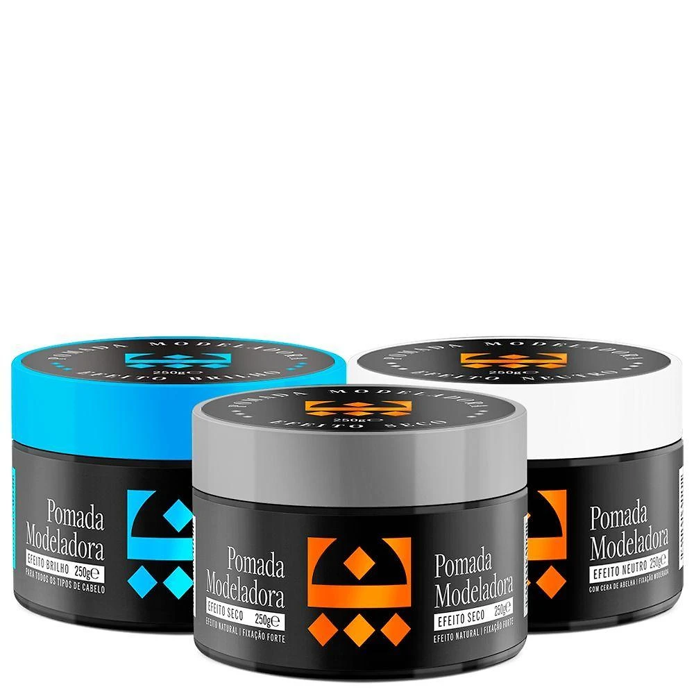 Kit Pomada Efeito Seco + Brilho + Neutro Embaixador 250G