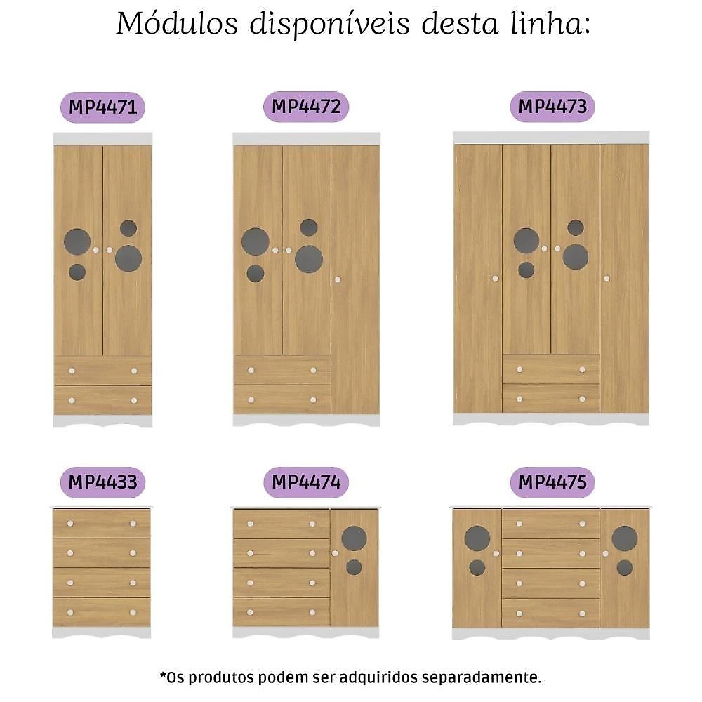 Quarto De Bebê Completo Com Berço Americano 3 Em 1 Sonho Multimóveis MP4619 Branco-madeirado