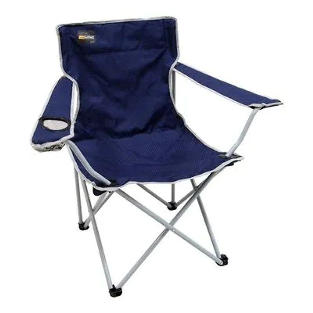 Cadeira Dobrável para Camping Alvorada com Porta Copo Azul Nautika