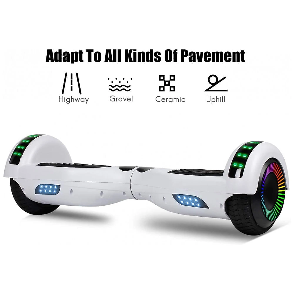 Hoverboard LIEAGLE 6,5" A002 Branco com Luzes LED, Bluetooth e Autoequilíbrio