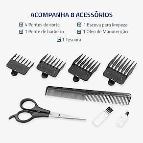 Máquina de Cortar Cabelo Mondial CR-11 Sem Fio Painel Digital 140min 4 Pentes Inox Bivolt