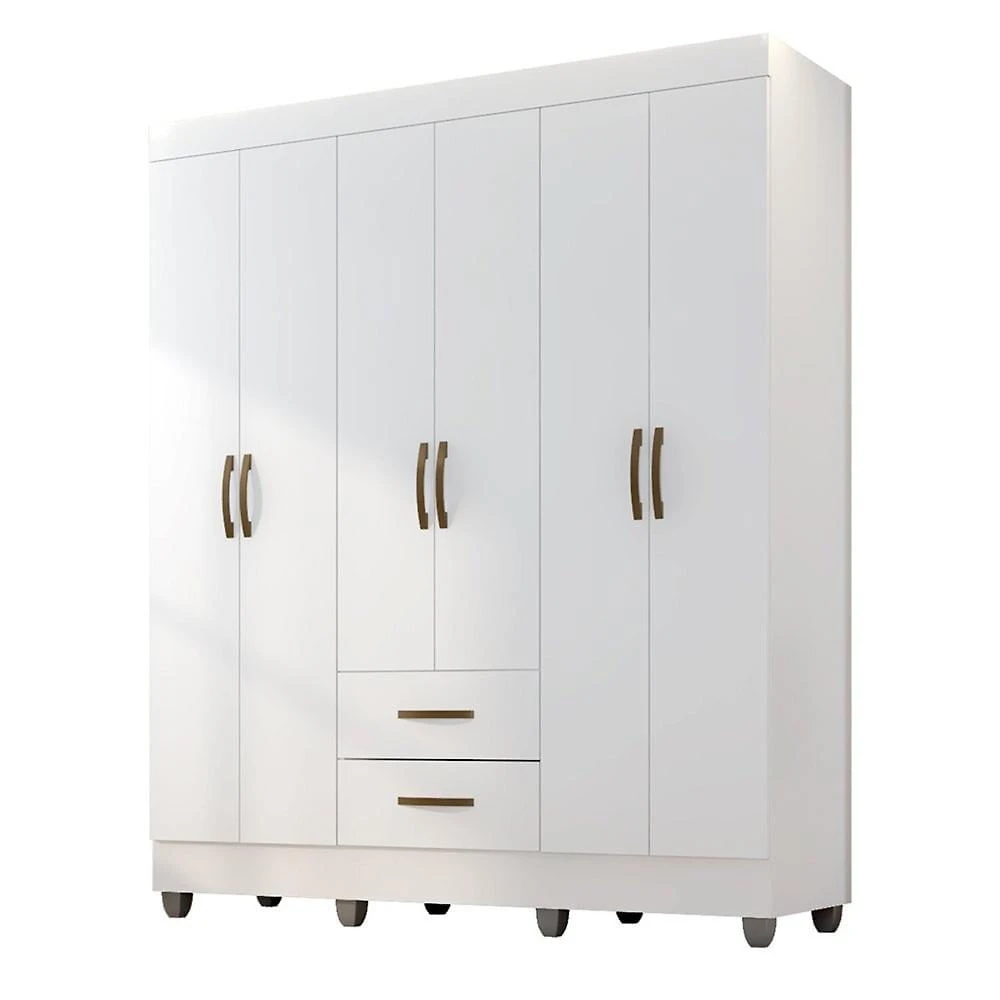 Miniatura Guarda-roupa Casal 6 Portas 2 Gavetas Lite Branco Brilho
