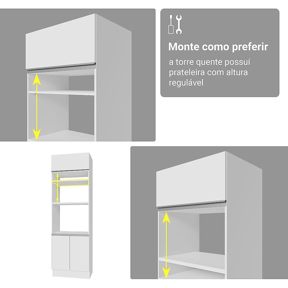 Armário de Cozinha Completa 270 cm Glamy Madesa 17B Branco