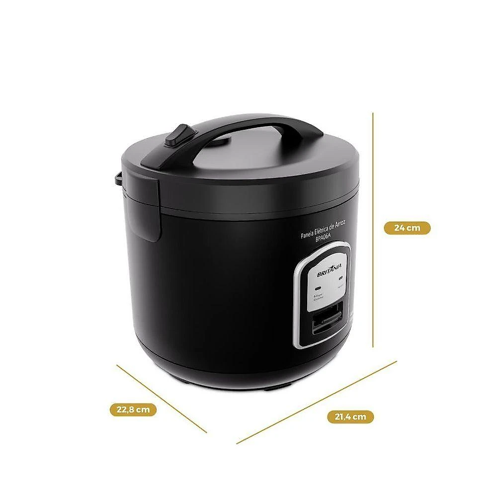 Panela de Arroz Elétrica Britânia BPA06A 2L 400W Revestimento Antiaderente Preto 220V