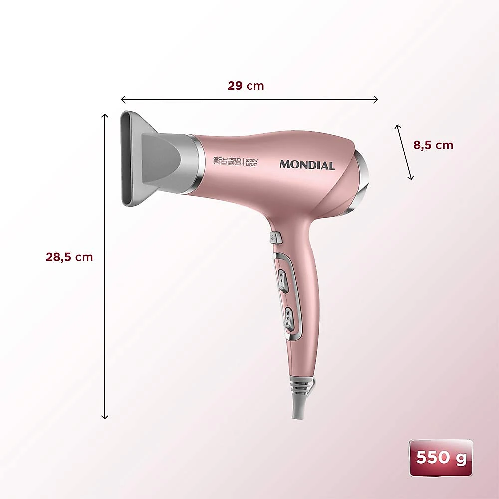 Secador de Cabelos, Mondial, Golden Rose, 2200W, BIVOLT - SC-32-BI