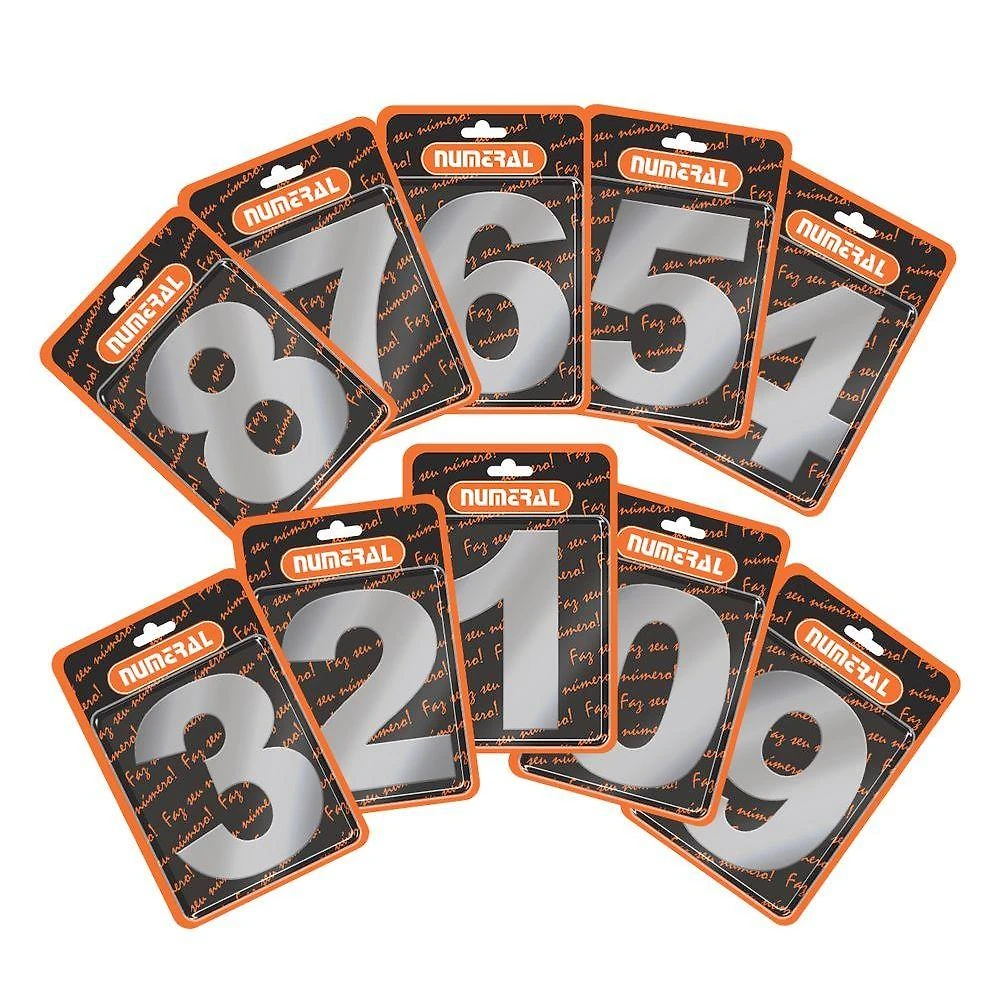 Placa N graus  0 ACM Aço Escovado para Fachada Residencial Cinza Bivolt Numeral