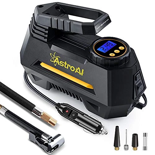 AstroAI Mini Compressor de Ar Elétrico Automotivo portátil 12V DC 100 PSI 120W c manômetro digital e luz LED